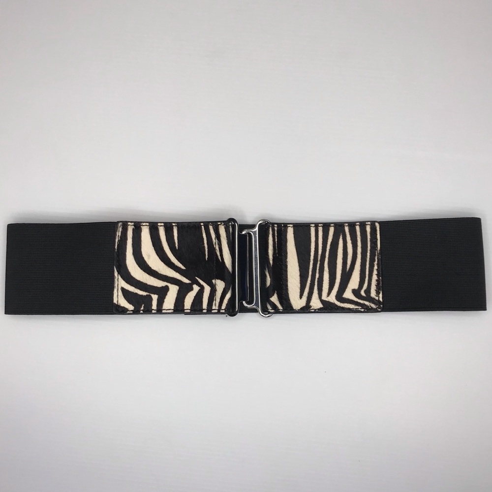 Vintage Calf Hair Zebra Print Elastic Belt